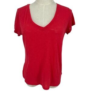 Athleta Red V Neck Short Sleeve Essential T Shirt Women's Sm Athleisure Casual
